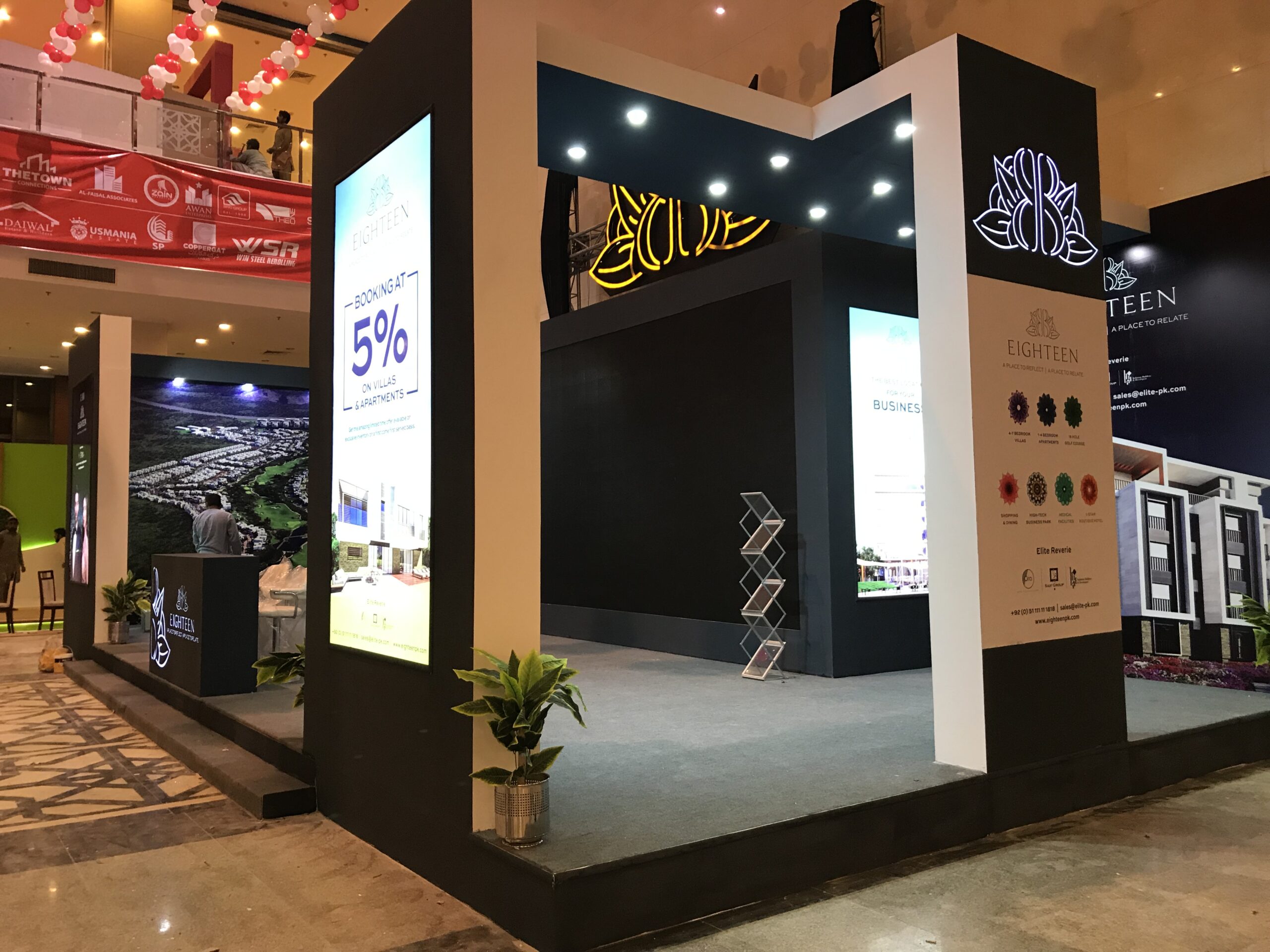 Corner view of Eighteen exhibition booths construction in Islamabad