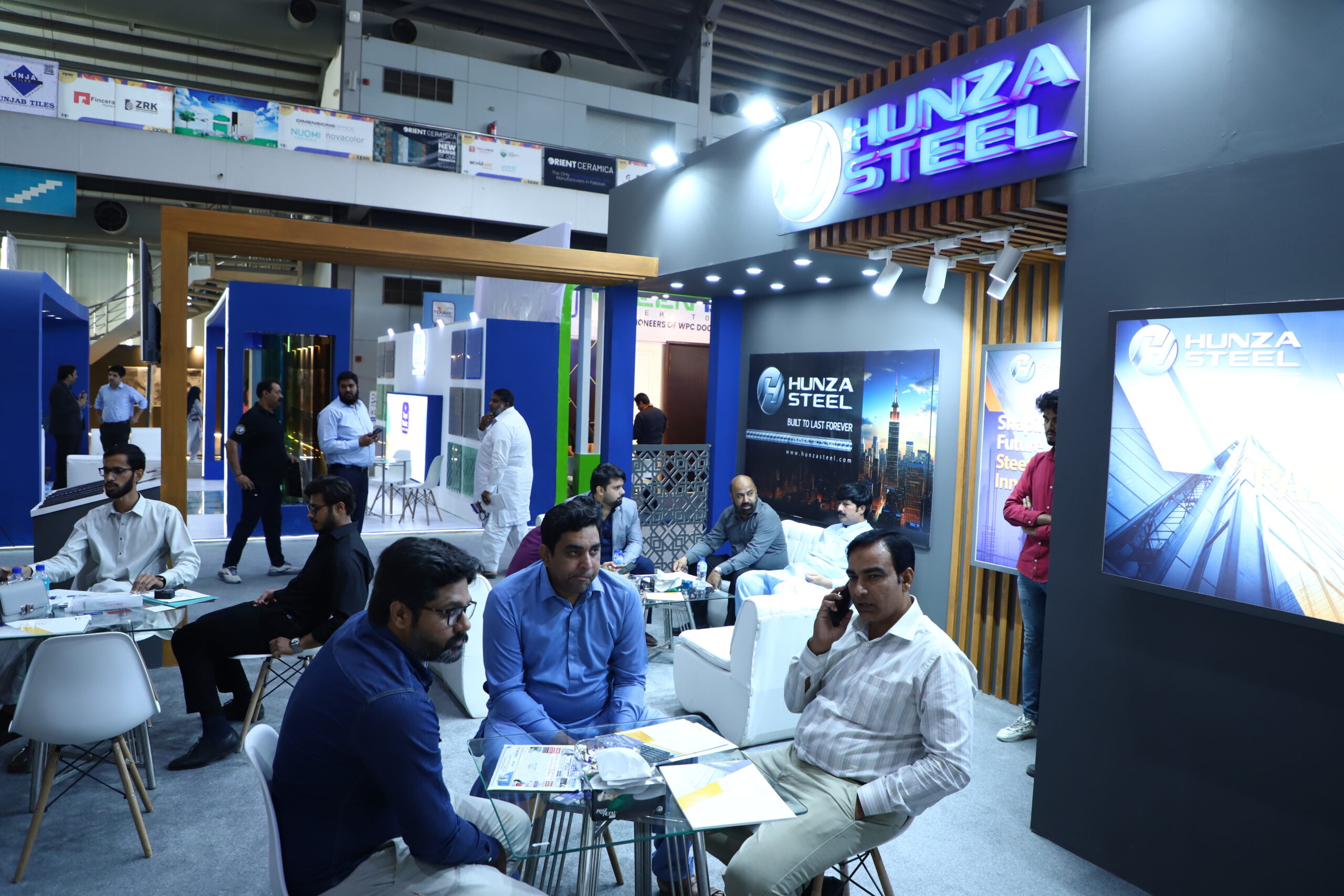 Large custom Hunza Steel exhibition booth in Pakistan