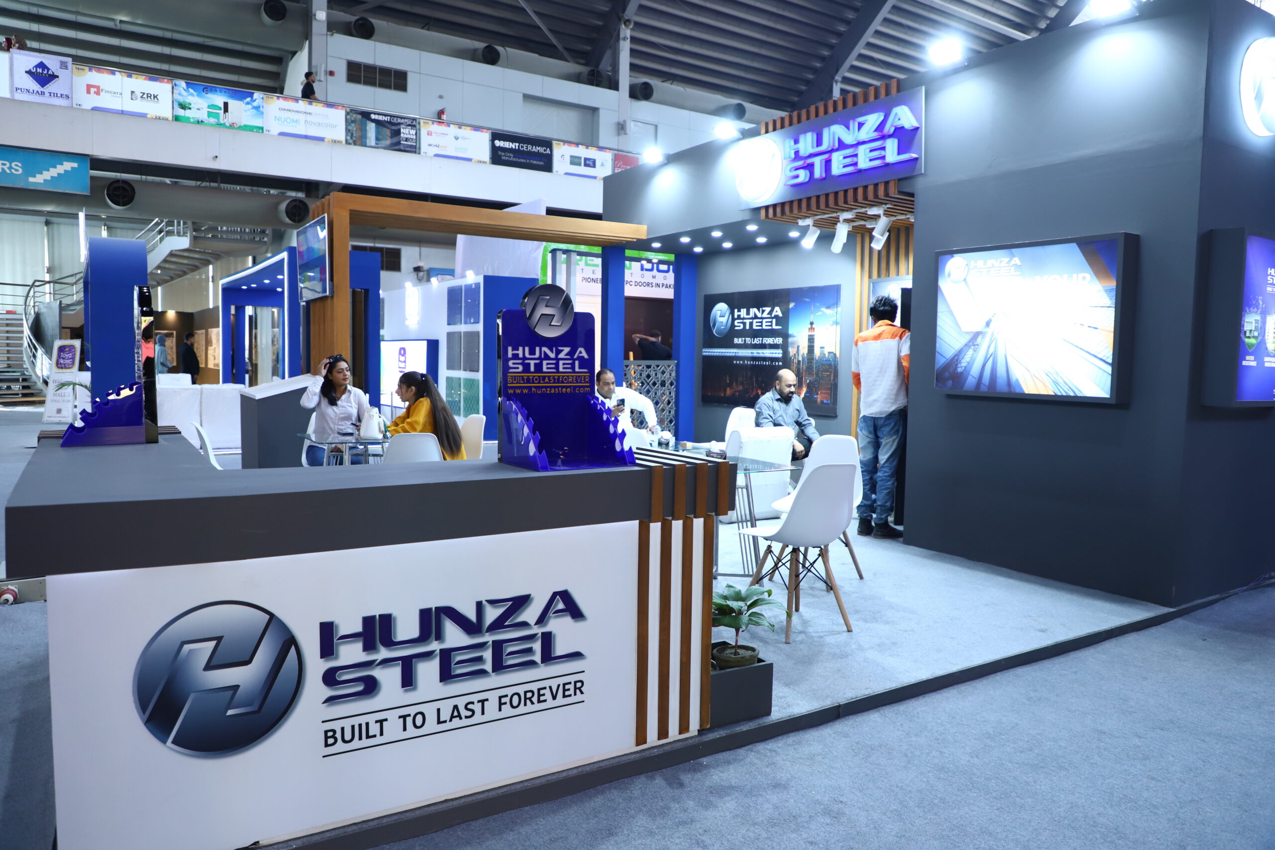 Hunza Steel custom trade show booth fabrication Pakistan